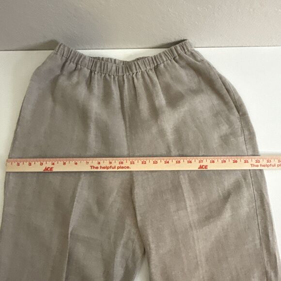 Flax Women’s 100% Linen Pull-On Pants Beige Size M Full Length Straight Leg - Picture 7 of 11